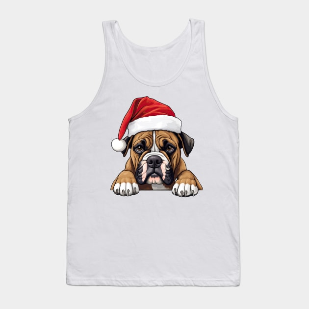 Christmas Peeking Boxer Dog Tank Top by Chromatic Fusion Studio